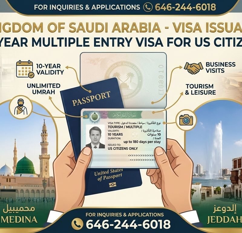Saudi Arabia 10-Year Multiple Entry Visa for US Citizens