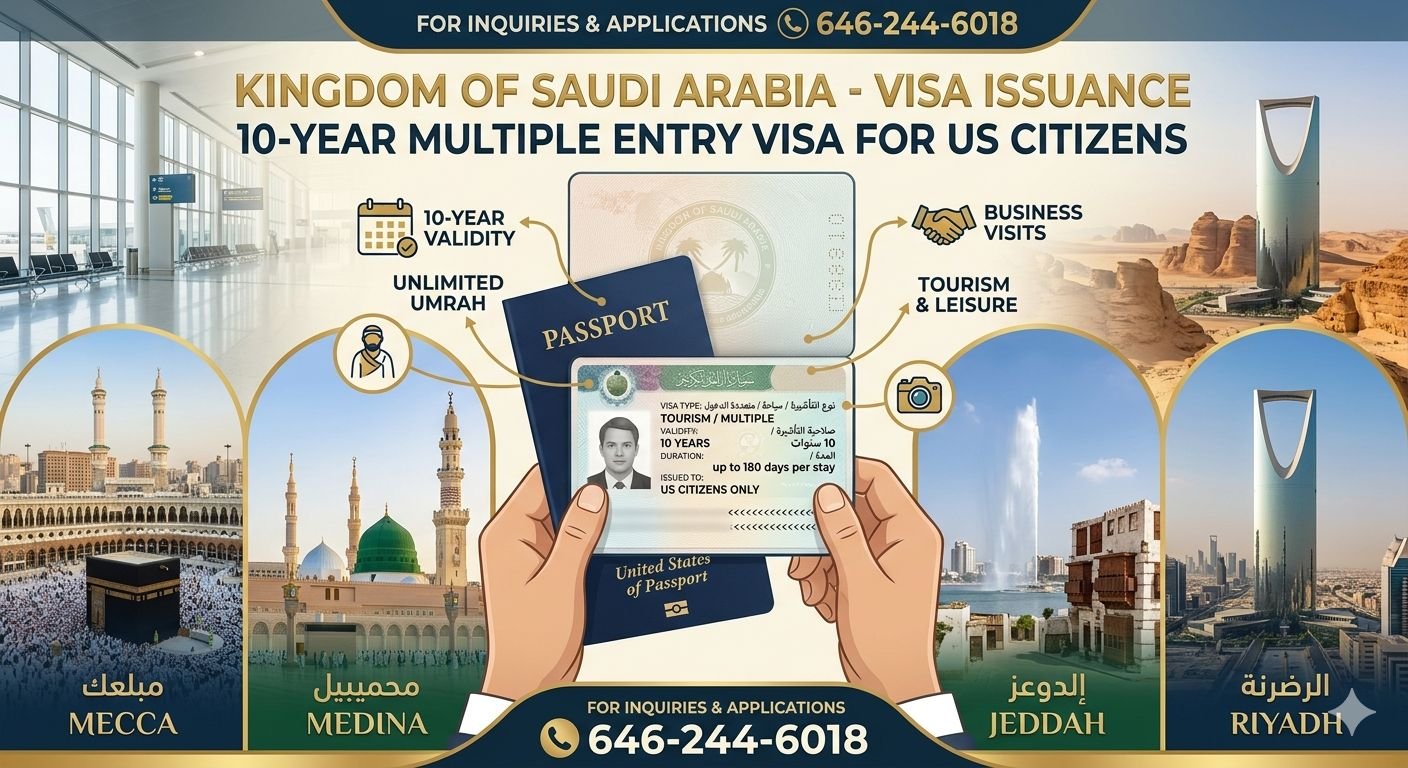 Saudi Arabia 10-Year Multiple Entry Visa for US Citizens